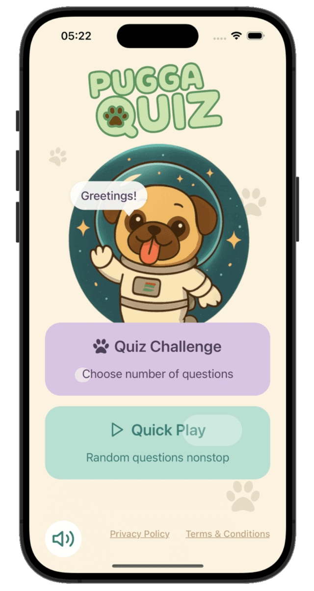 PuggaQuiz on iPhone